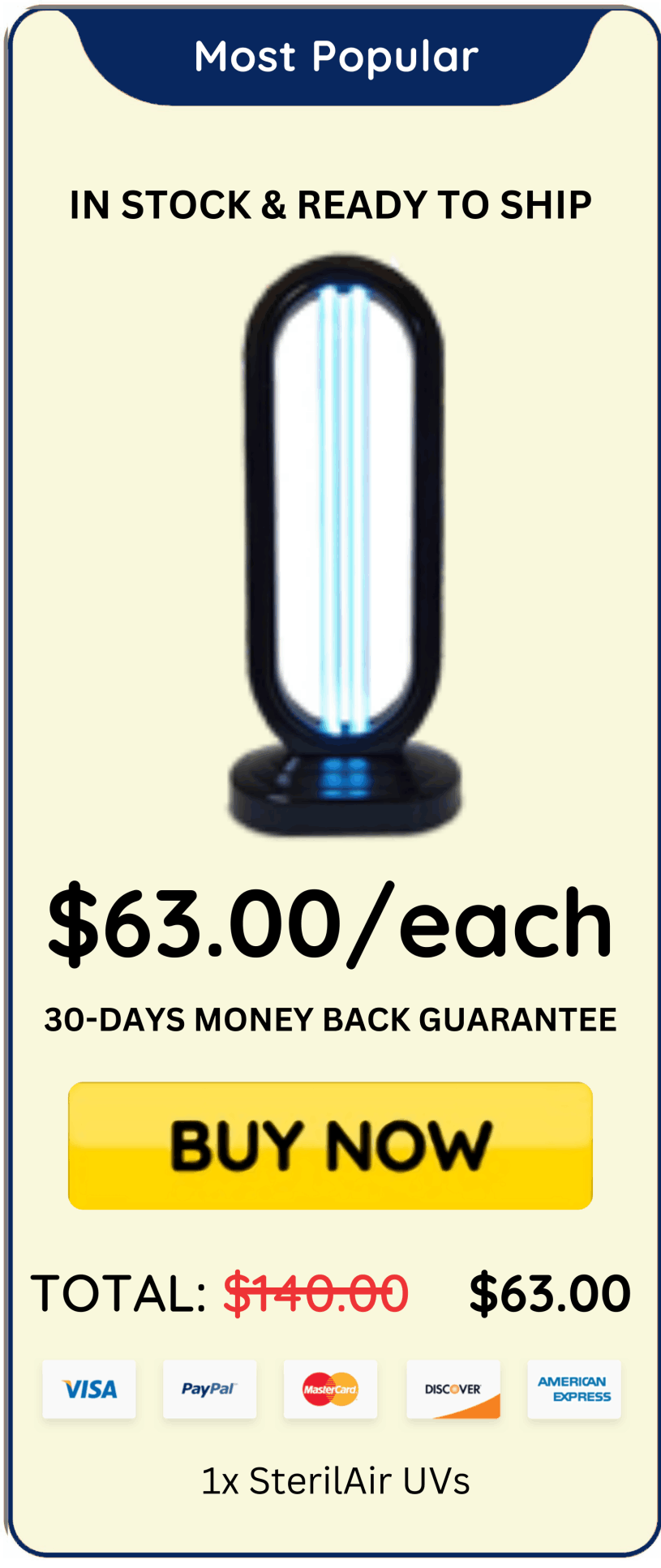 SterilAir UV Lamp offer price 